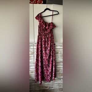 Liberty of London Red One Shoulder A-line Maxi Dress